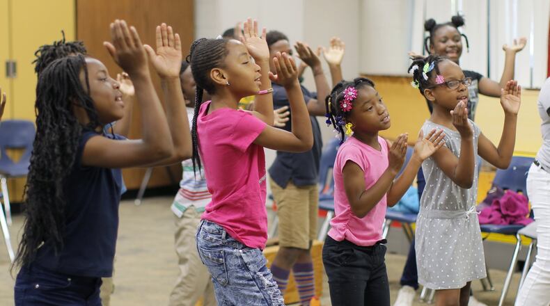 Third graders practice in Letricia Henson’s music and chorus class at Thomasville Heights Elementary School, which is among the  APS schools being run by Purpose Built Schools.