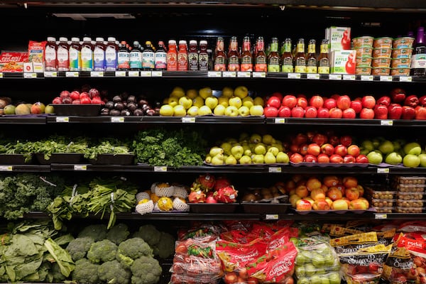 Views of the produce section inside Azalea Fresh Market in Downtown Atlanta on Thursday, Aug. 28, 2025. The city of Atlanta launched the municipal grocery store in partnership with Savi Provisions to boost affordable grocery options in the city's core. (Natrice Miller/AJC)