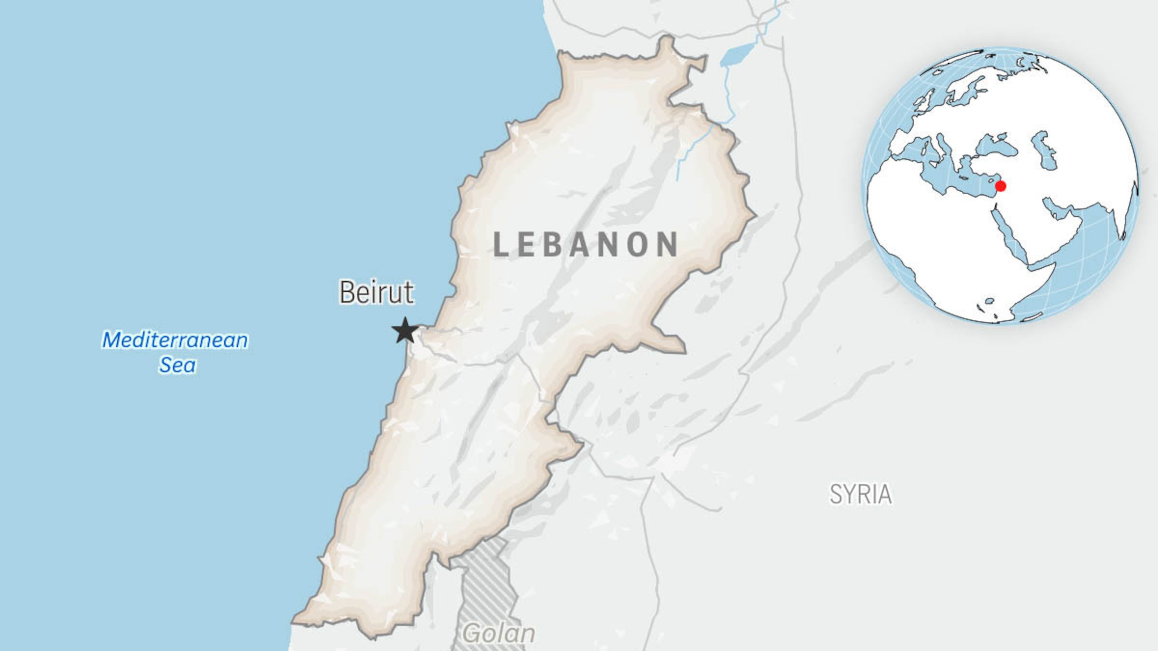 This is a locator map for Lebanon with its capital, Beirut. (AP Photo)