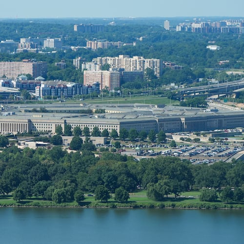 The Pentagon is seen from the Washington Monument, Wednesday, Aug. 19, 2026, in Washington. (AP Photo/Alex Brandon)