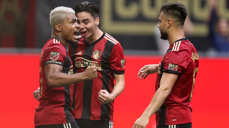 Josef Martinez reacts after scoring the second goal of the team for the lead but Toronto FC manage to tied the game by the end of the match.