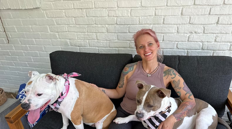 When Stephen Posta died from cancer in July 2023, his dogs Montana and Randall, were adopted by friend Tonya Wnek, who recently lost her own dog from cancer. Courtesy of Jennifer Siegel