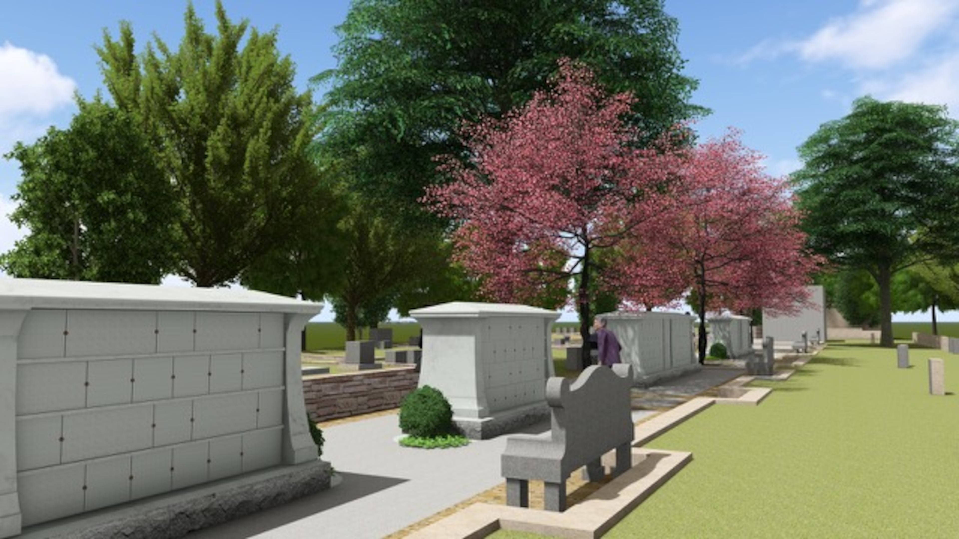 A rendering of the columbarium memorial that is estimated to be completed by next summer or fall in the southeast part of Oakland Cemetery, officials said.