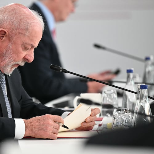 Brazil's President Luiz Inacio Lula da Silva attends a working session at the G7 summit, in Evian-les-Bains, France, Wednesday, June 17, 2026. (Mandel Ngan/Pool Photo via AP)