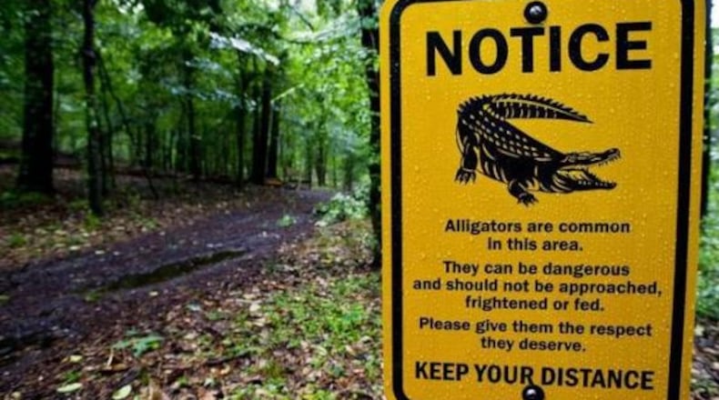 Signs warning of alligators have been posted at the Ocmulgee National Monument in Macon. (Credit: The Telegraph)