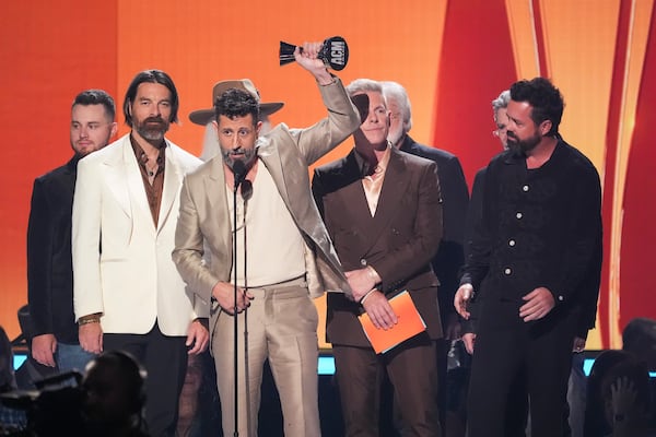 Old Dominion accept the award for group of the year during the 60th annual Academy of Country Music Awards on Thursday, May 8, 2025, in Frisco, Texas. (AP Photo/Chris Pizzello)