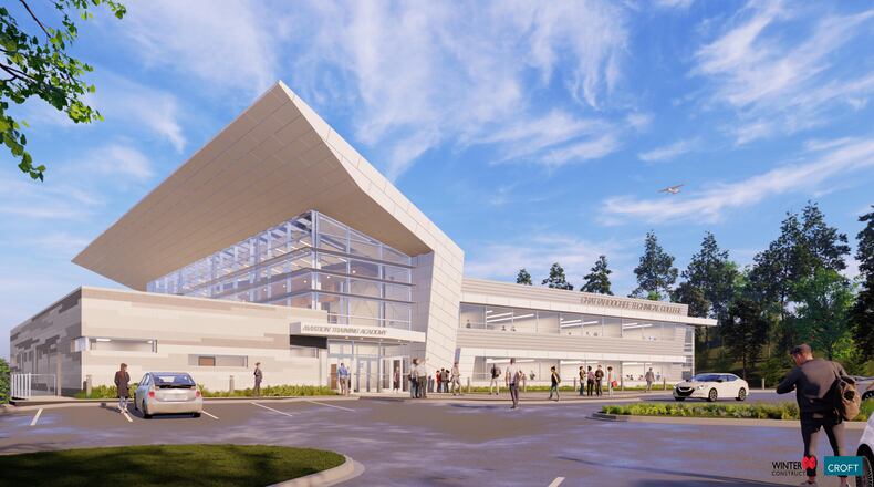 A rendering of the Chattahoochee Technical College aviation academy planned for Paulding County. Source: Croft