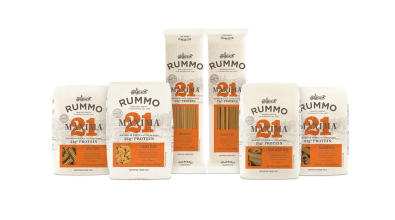 Cut with bronze dies, Rummo Maxima pasta is organic, non-GMO and contains only two ingredients — durum wheat semolina and yellow peas. (Courtesy of Pasta Rummo)
