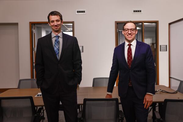 Stephen Petrany (left) is handing over the reins as Georgia solicitor general to John Henry Thompson (right), who started in the role Jan. 1. (Natrice Miller/AJC)