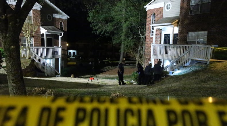 A suspect was being sought Wednesday after a fatal officer-involved shooting that left another suspect dead and a Gwinnett County police officer hospitalized. The incident happened around 1 a.m. Wednesday when two officers responded to reports of a suspicious vehicle at the Lake Sweetwater Apartments on Sweetwater Road near Lawrenceville.