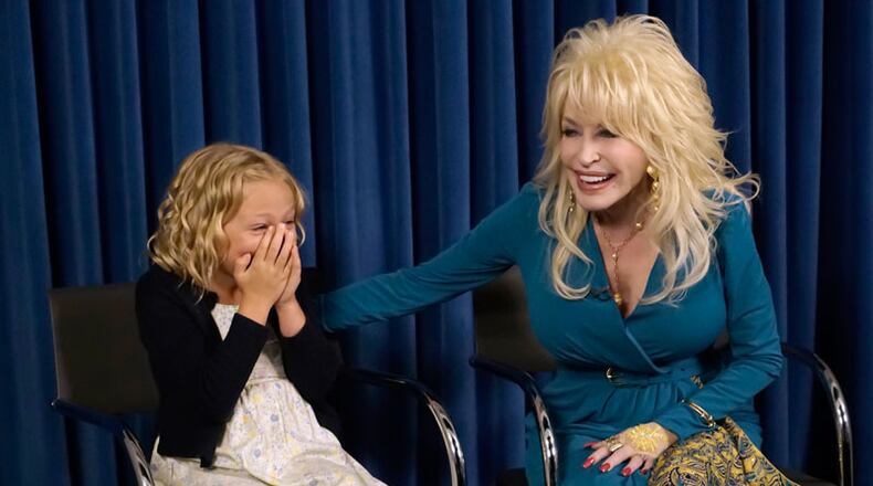Dolly Parton surprises Alyvia Lind with the great news that she will play Little Dolly! Photos: dollyparton.com