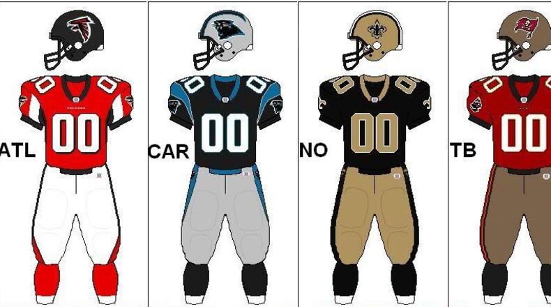 Empty uniforms, a perfect illustration of the NFC South. (via media.photobucket.com)