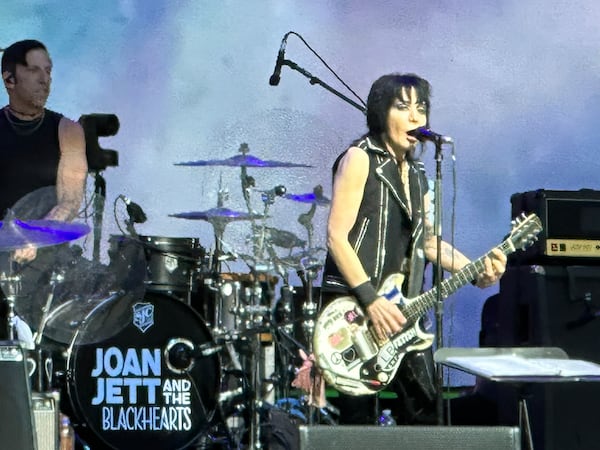 Joan Jett raced through 15 songs in a tight hour Friday, the rocker's ninth concert stop in metro Atlanta since 2015. (Rodney Ho/AJC)