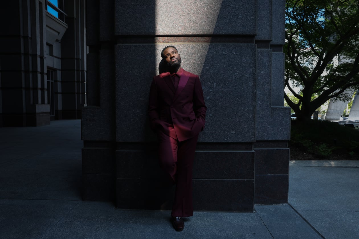 Atlanta actor Dayo Okeniyi poses for a portrait outside The Atlanta Journal-Constitution offices on Thursday, Sept. 3, 2026, in Midtown. (Arvin Temkar/AJC)