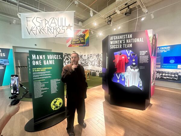 To mark the World Cup in Atlanta, the Center presents The People's Game: Soccer and Human Rights. Daniel Fuller, staff curator and soccer fanatic, shares some of the stories in the temporary exhibition on view through June 2027. (Nedra Rhone/AJC)