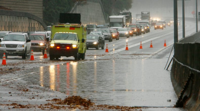 A DOT HERO truck stands at the ready Wednesday morning on I-75.