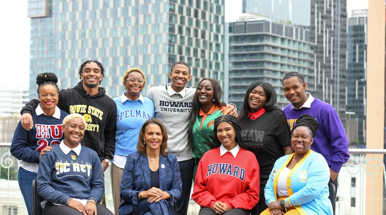 Stacy Milner (center), CEO and founder of the Entertainment Industry College Outreach Program, poses with students from the 2023 HBCU in Los Angeles cohort. (Courtesy of EICOP)
