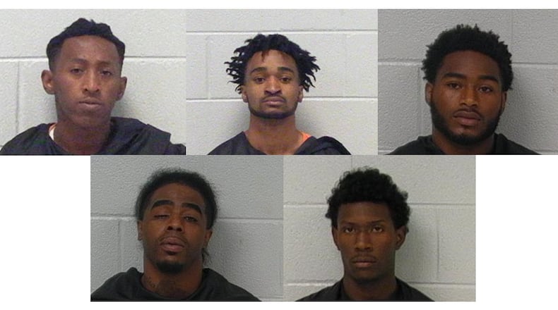 Top row, from left: Khaaliq Sims 24; Alvin Doby, 20; Kyron Doby, 23; bottom row: Ramon Higgs, 29; Isaiah Roberts, 20