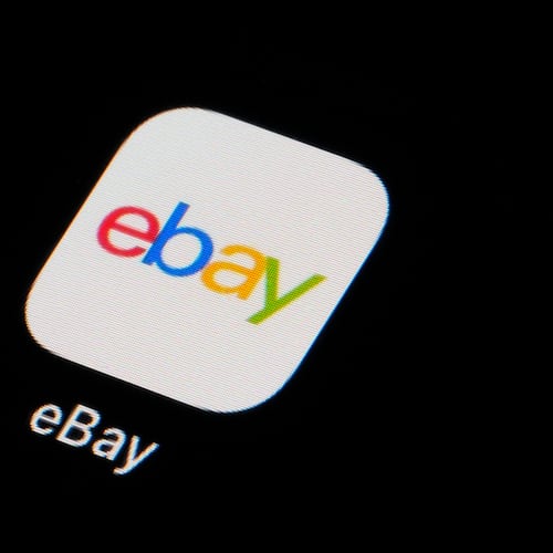 FILE - The eBay app icon is seen on a smartphone, Feb. 28, 2023, in Marple Township, Pa. (AP Photo/Matt Slocum, File)