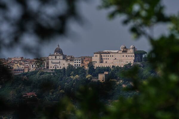 A view of the Papal or Apostolic Palace, a historic summer retreat for popes in the lakeside town of Castel Gandolfo, about 30 kilometers southeast of Rome, where Pope Leo XIV will be spending a short period of rest, is seen on Wednesday, July 2, 2025. (AP Photo/Andrew Medichini)