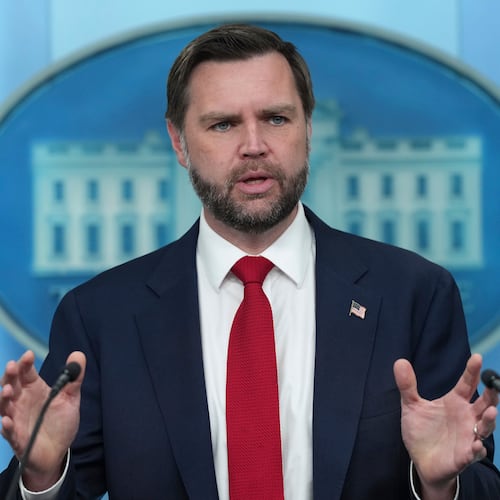 Vice President JD Vance speaks to reporters in the James Brady Press Briefing Room at the White House, Thursday, June 18, 2026, in Washington. (AP Photo/Jacquelyn Martin)