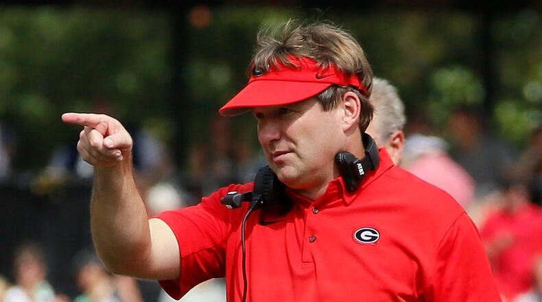 Coach Kirby Smart and the Georgia Bulldogs host South Carolina Saturday.