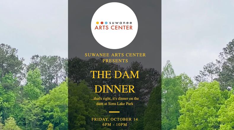 Suwanee Arts Center will host a “Dam Dinner” 6 to 10 p.m. Friday, Oct. 14 on the Dam at Sims Lake Park in support of local arts programs. COURTESY SUWANEE ARTS CENTER