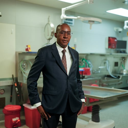 Los Angeles County medical examiner, Dr. Odey Ukpo, poses for a portrait on Tuesday, June 16, 2026, in Los Angeles. (AP Photo/Jae C. Hong)