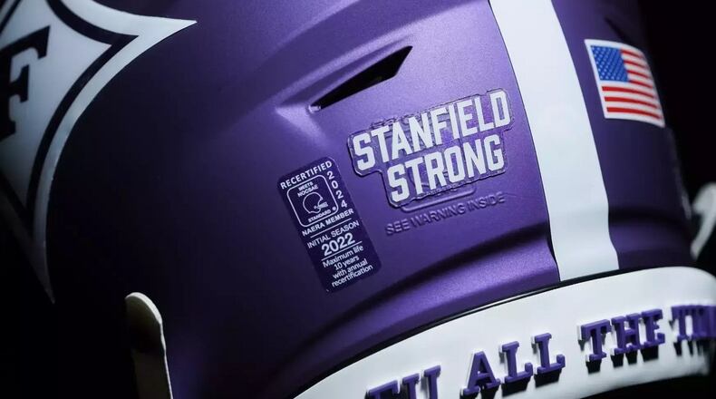 The Furman University football team will wear "Stanfield Strong" decals on their helmets to honor Bryce Stanfield, who died in February.