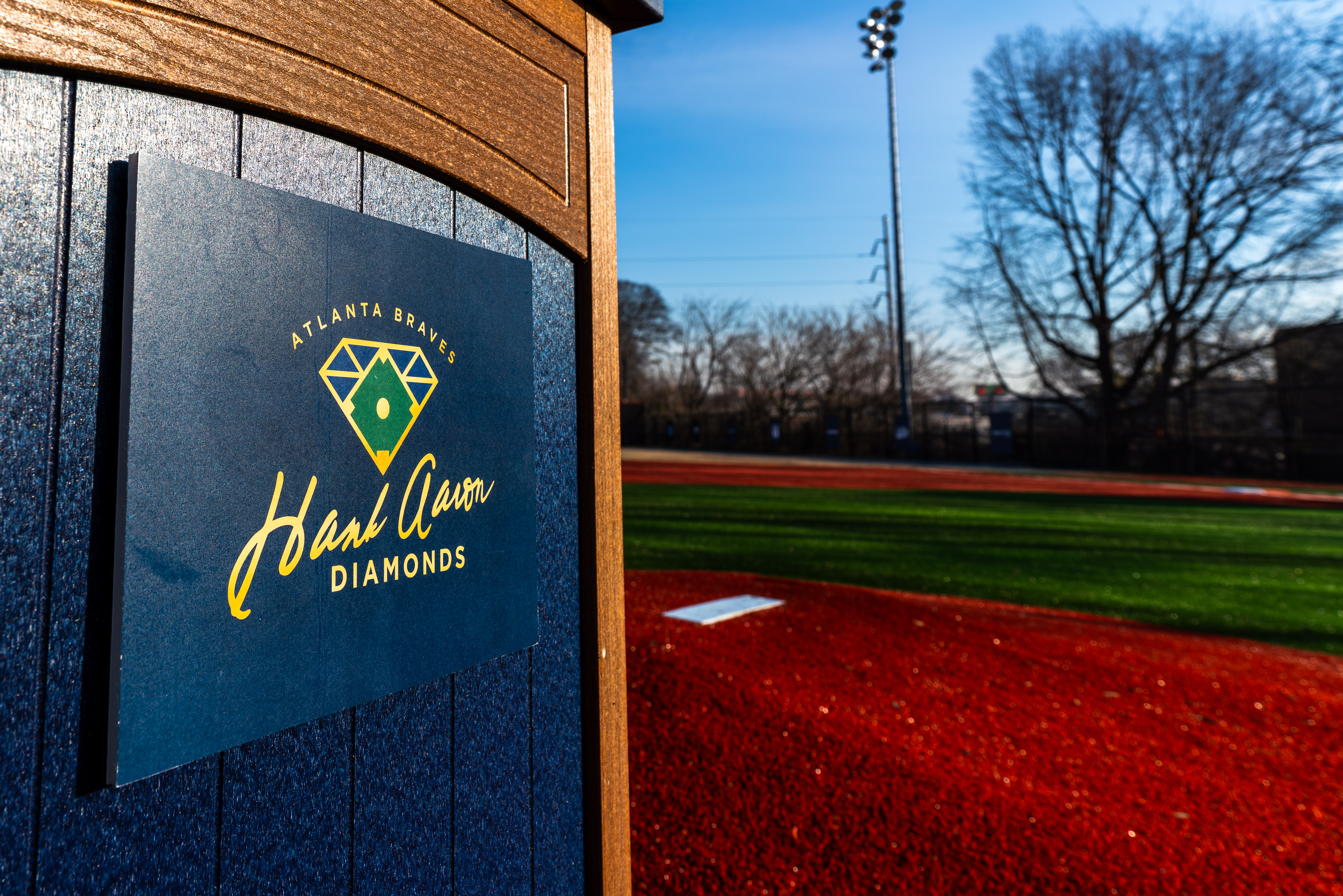 The Hank Aaron Diamonds initiative unveiled upgrades to the baseball diamond at Maynard Jackson High School on Febuary 3, 2026. (Photo by Lyndon Terrell for the Atlanta Braves) 