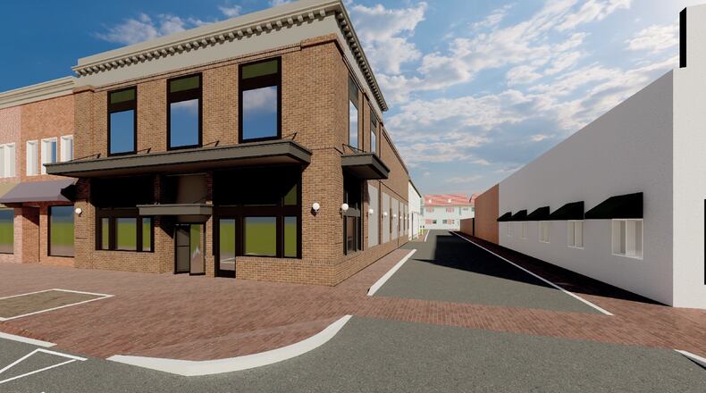 A conceptual rendering of a new Ted's Montana Grill approved to be built on Marietta Square. (Credit: Marietta Historic Board of Review)