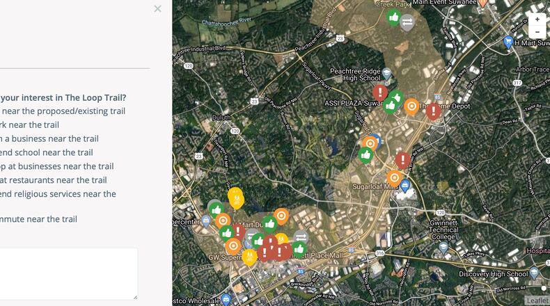Gwinnett residents are invited to help shape the Loop Trail by joining a virtual meeting at 6 p.m. July 27 and by completing a 13-question trail survey. (Courtesy Gwinnett County)
