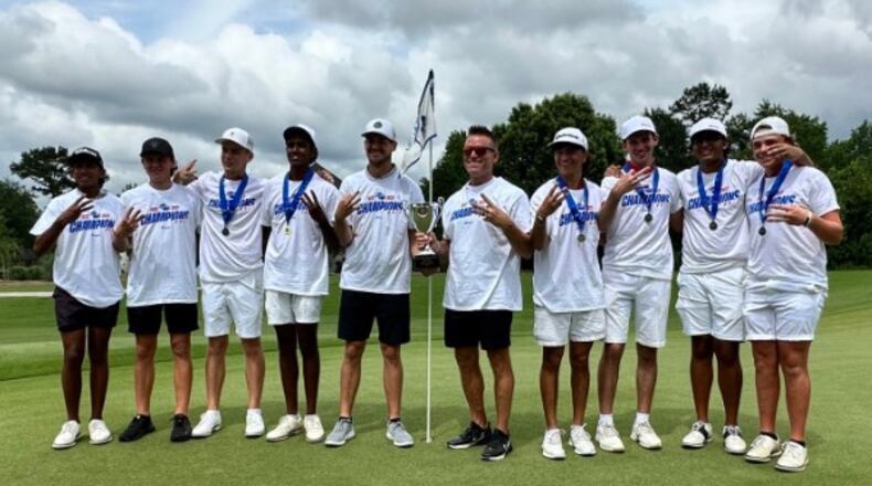 The Milton boys golf team won their third straight Class 7A championship in 2023 at Kinderlou Forest in Valdosta.