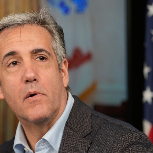 FILE - Michael Cohen speaks during a news conference announcing his new radio show in New York, July 13, 2026. (AP Photo/Seth Wenig, File)