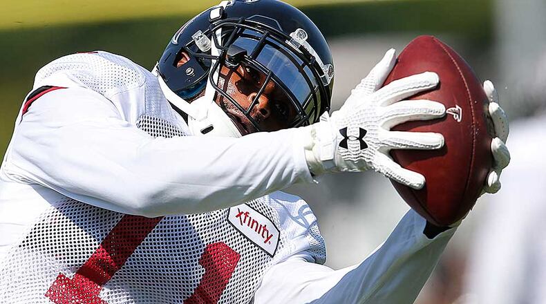 Julio Jones catches a pass during Tuesday's practice.