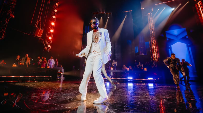 Usher performs Saturday, Dec. 2, 2023, at The Dolby Live at Park MGM. It was the last performance of the R&B star’s 100-show Las Vegas residency. (Nolen Ryan for The Atlanta Journal-Constitution)