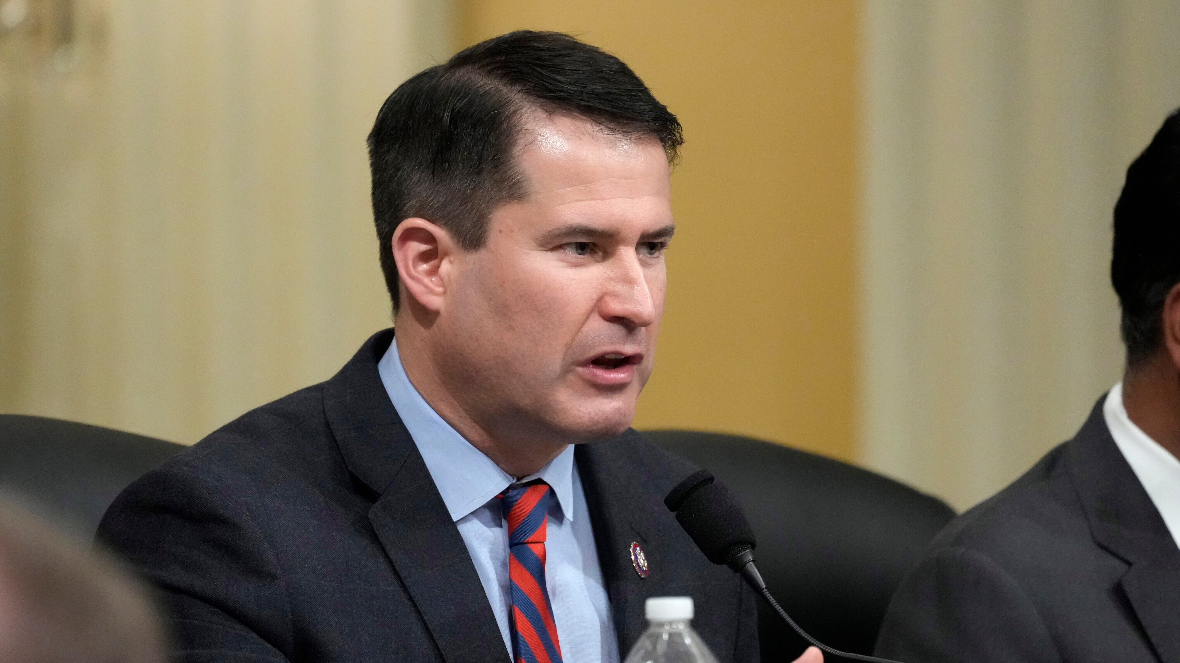 FILE - Rep. Seth Moulton, D-Mass., questions witnesses during a hearing of a special House committee dedicated to countering China, on Capitol Hill, Tuesday, Feb. 28, 2023, in Washington. (AP Photo/Alex Brandon,File)