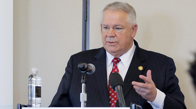 Mar. 8 2017 - Atlanta - House Speaker David Ralston speaks to the Atlanta Press Club luncheon on Wednesday. BOB ANDRES /BANDRES@AJC.COM