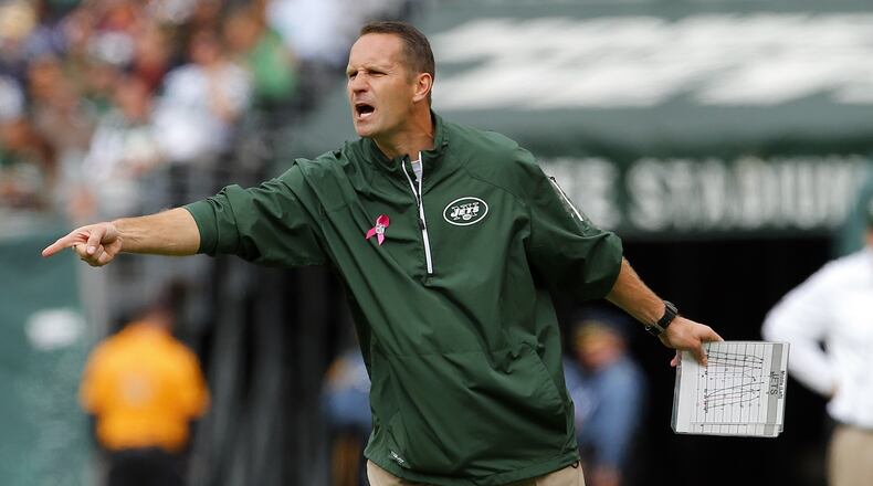 Special teams coordinator Ben Kotwica of the New York Jets disputes a call in the third quarter during a game against the Pittsburgh Steelers at MetLife Stadium on October 13, 2013 in East Rutherford, New Jersey. The Steelers defeated the Jets 19-6. (Photo by Rich Schultz /Getty Images)