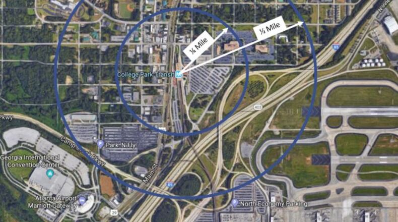 The city of College Park is considering a Transit Oriented Development zoning district near the College Park MARTA station. CONTRIBUTED