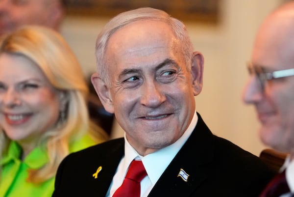 Israel's Prime Minister Benjamin Netanyahu attends a meeting with President Donald Trump in the Blue Room of the White House, Monday, July 7, 2025, in Washington. (AP Photo/Alex Brandon)