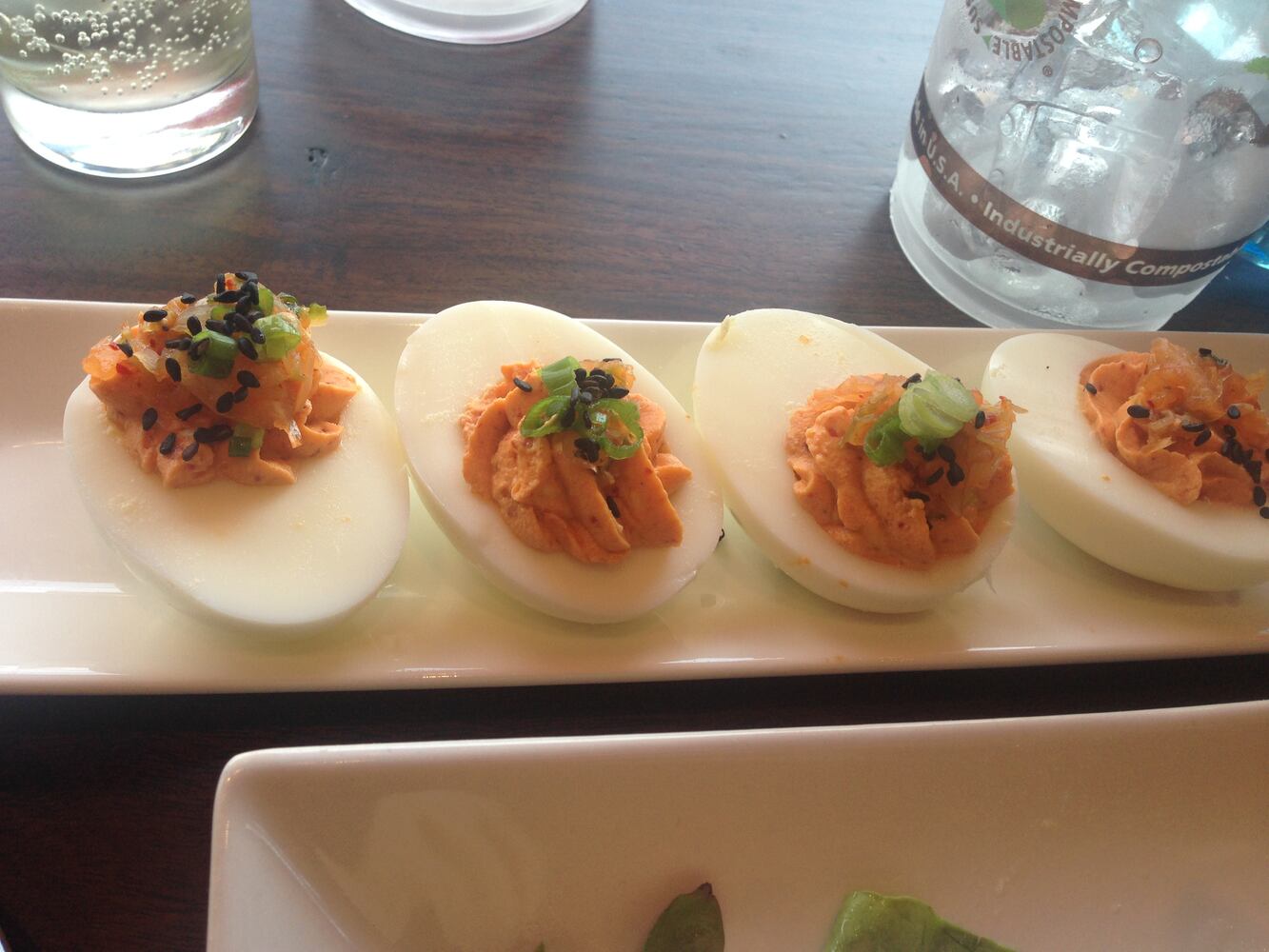 Kimchi-deviled eggs