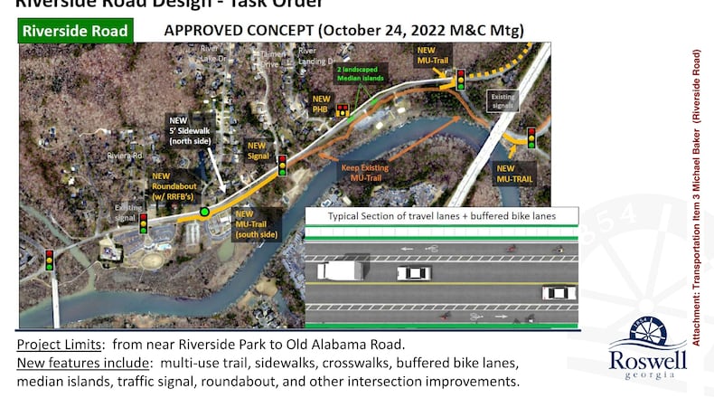 The Roswell City Council recently approved a $764,650 contract for the design of the Riverside Road Corridor Improvement project. COURTESY CITY OF ROSWELL