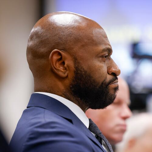 Former Fulton County special prosecutor Nathan Wade testifies at a Senate Special Committee on Investigations Subcommittee hearing at the Capitol in Atlanta, Friday, March 13, 2026. (Arvin Temkar/Atlanta Journal-Constitution via AP)