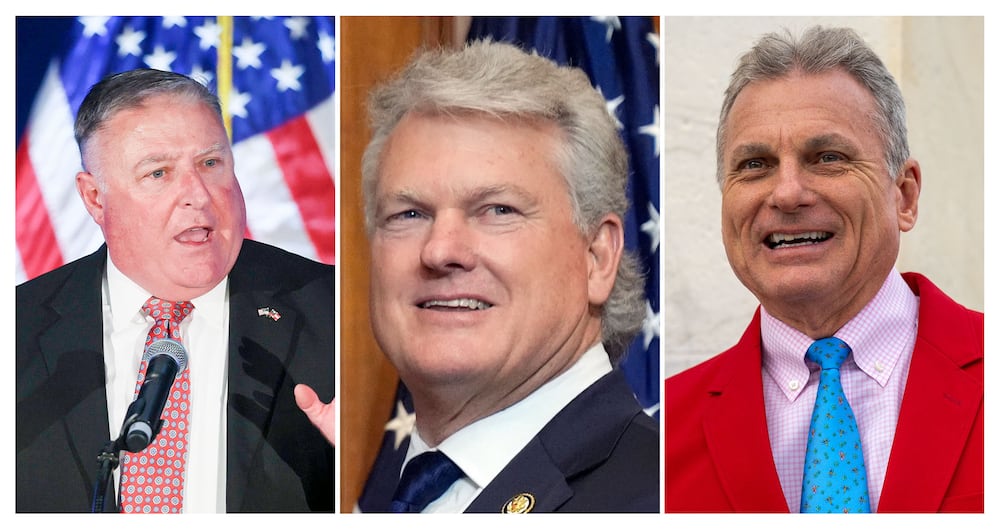 (Left to right): Georgia Insurance Commissioner John King, and U.S. Reps. Mike Collins of Jackson and Buddy Carter of St. Simons Island.