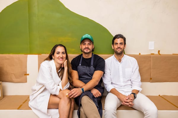 The co-founders of Grassfed Culture Hospitality (from left), creative director Pili Restrepo, executive chef Sebastián Vargas and CEO Josh Hackler, will bring their first Italian concept to Atlanta. (Courtesy of Julian Cousins)