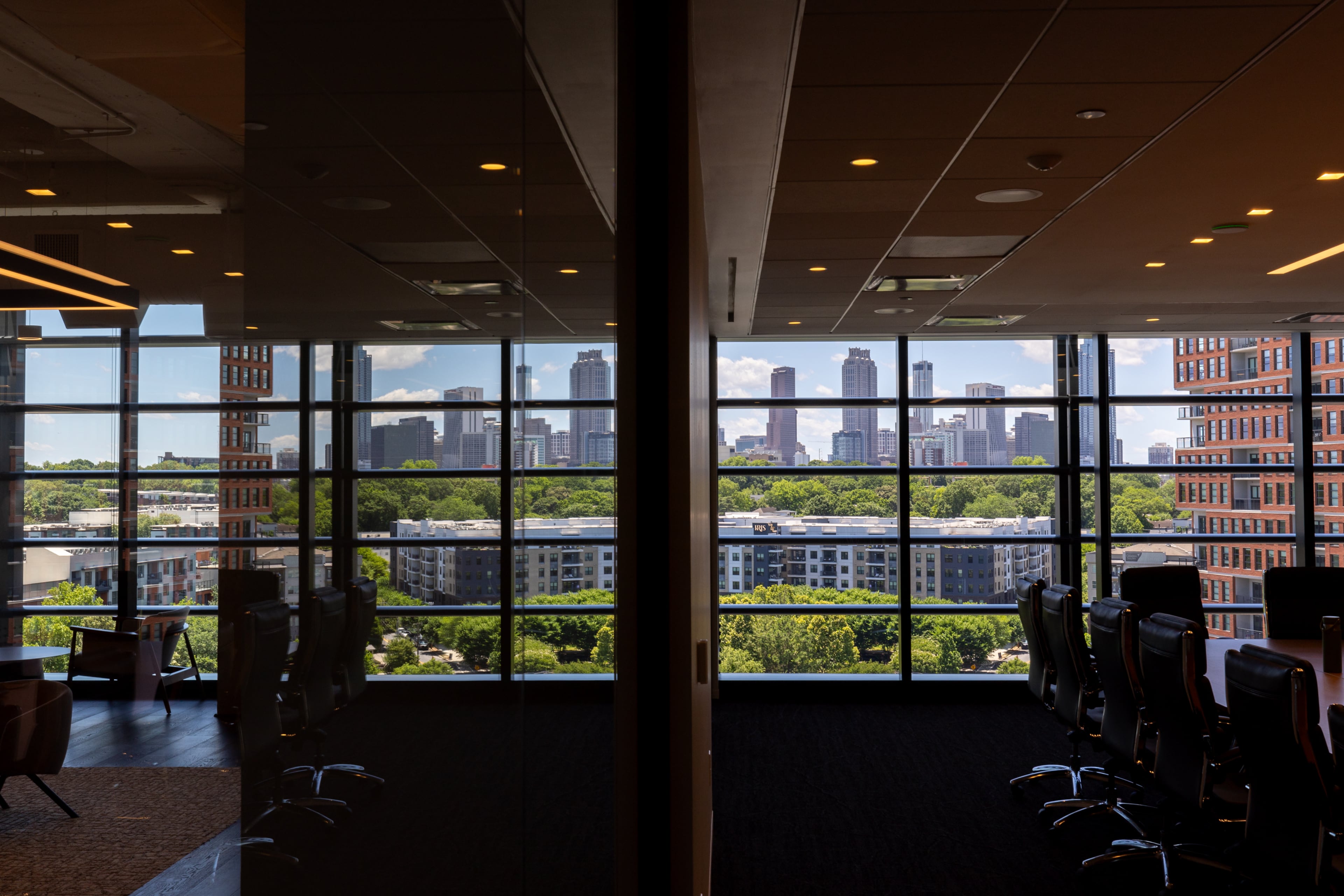 A view of the skyline from a conference room in software firm OneTrust's new global headquarters in Atlanta on Thursday, May 22, 2025. (Arvin Temkar/AJC)