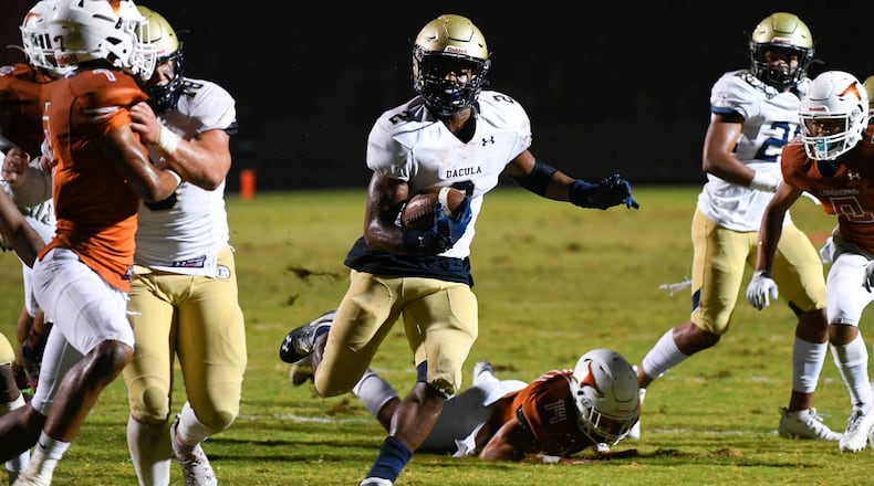 Dacula's Kaleb Edwards runs for a TD against Lanier during Friday's game.