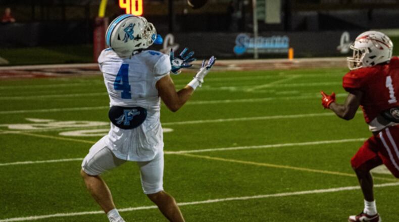 Pope wide receiver John Stuetzer leads the state in receiving yards with 556 after three weeks of the 2024 season. He also is a blue-chip baseball recruit who is committed to Florida State.