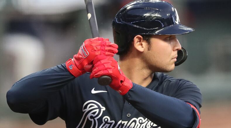 Braves' Alex Jackson bats in an intrasquad game on Saturday, July 18, 2020 in Atlanta. Curtis Compton ccompton@ajc.com